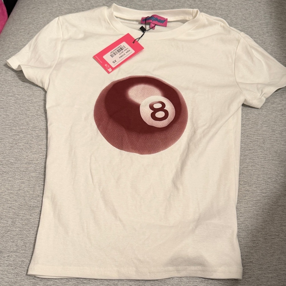 Edikted White T-Shirt with Red Graphic